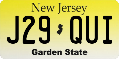 NJ license plate J29QUI