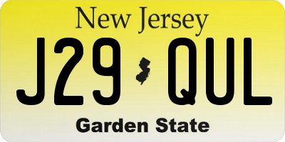 NJ license plate J29QUL