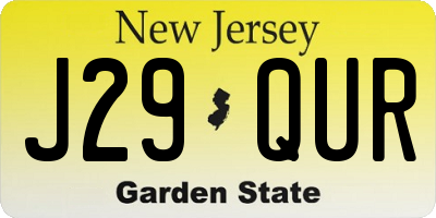 NJ license plate J29QUR