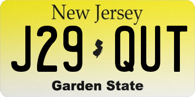 NJ license plate J29QUT