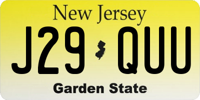NJ license plate J29QUU