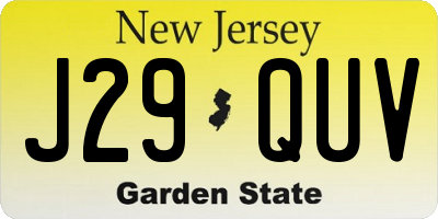 NJ license plate J29QUV