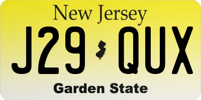 NJ license plate J29QUX