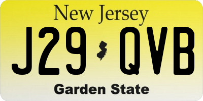 NJ license plate J29QVB