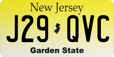 NJ license plate J29QVC