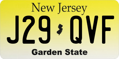NJ license plate J29QVF