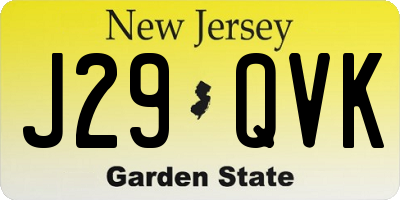 NJ license plate J29QVK