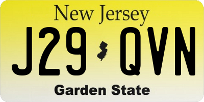 NJ license plate J29QVN