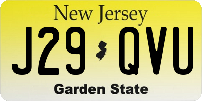 NJ license plate J29QVU