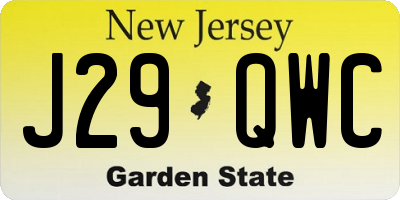 NJ license plate J29QWC