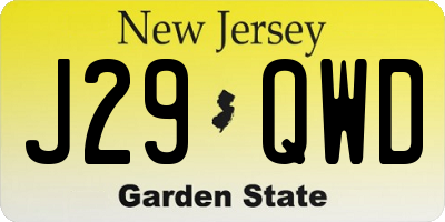 NJ license plate J29QWD