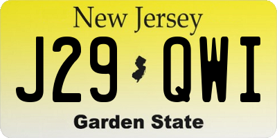 NJ license plate J29QWI