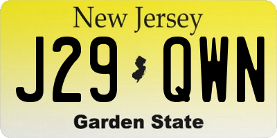 NJ license plate J29QWN