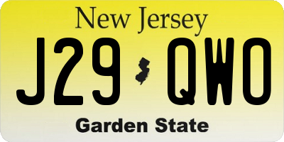 NJ license plate J29QWO