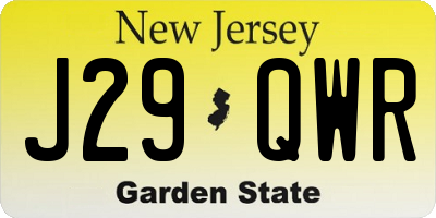 NJ license plate J29QWR