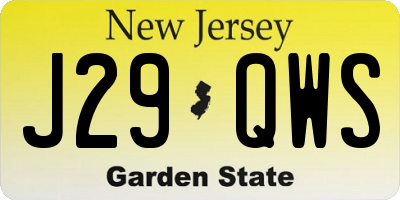 NJ license plate J29QWS