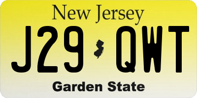 NJ license plate J29QWT