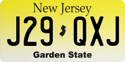 NJ license plate J29QXJ