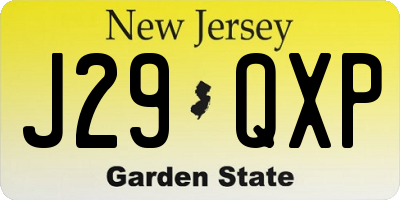 NJ license plate J29QXP