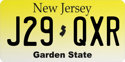 NJ license plate J29QXR