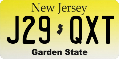 NJ license plate J29QXT