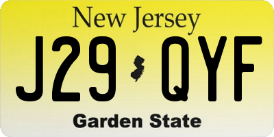 NJ license plate J29QYF