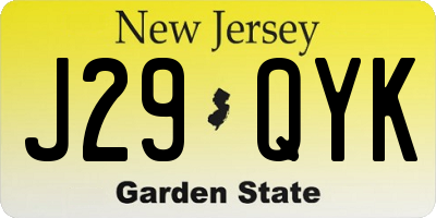 NJ license plate J29QYK