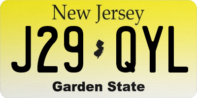 NJ license plate J29QYL