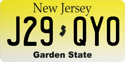 NJ license plate J29QYO