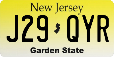 NJ license plate J29QYR