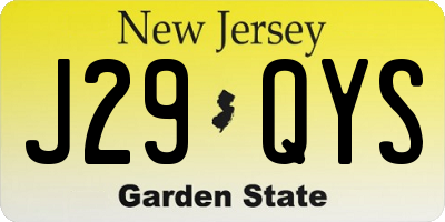 NJ license plate J29QYS