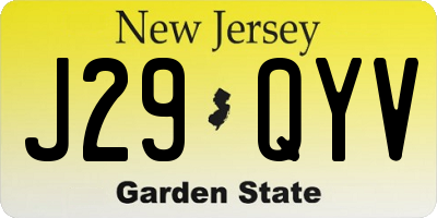 NJ license plate J29QYV