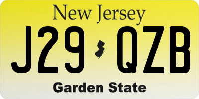 NJ license plate J29QZB
