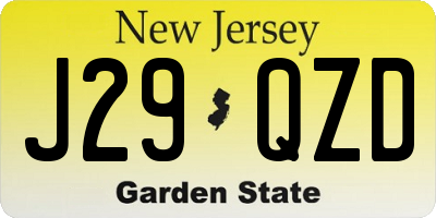 NJ license plate J29QZD