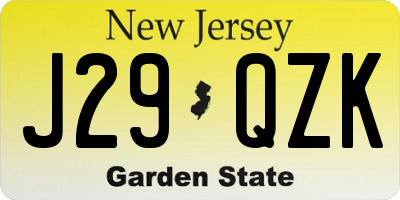 NJ license plate J29QZK