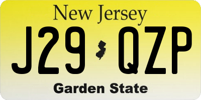 NJ license plate J29QZP