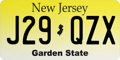 NJ license plate J29QZX