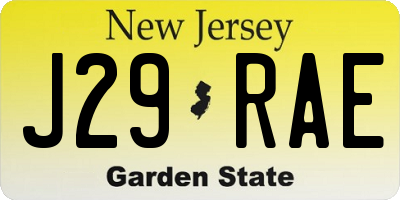 NJ license plate J29RAE