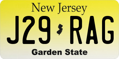 NJ license plate J29RAG