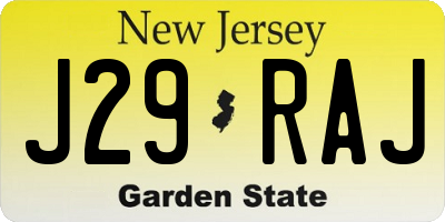 NJ license plate J29RAJ