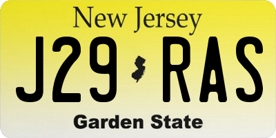 NJ license plate J29RAS