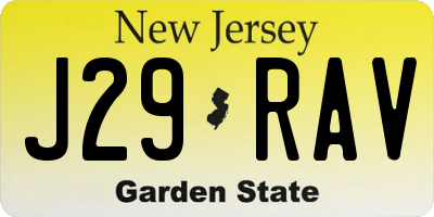 NJ license plate J29RAV