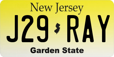 NJ license plate J29RAY
