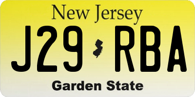 NJ license plate J29RBA