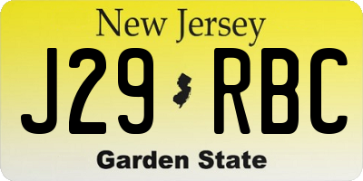 NJ license plate J29RBC