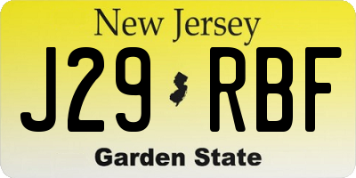 NJ license plate J29RBF