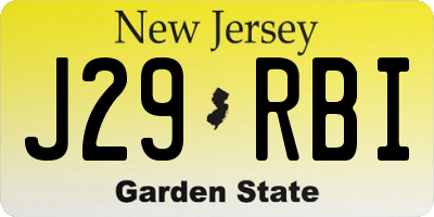 NJ license plate J29RBI
