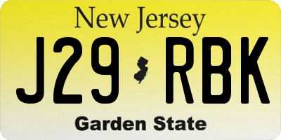 NJ license plate J29RBK