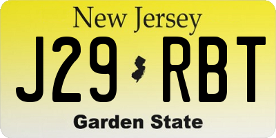 NJ license plate J29RBT