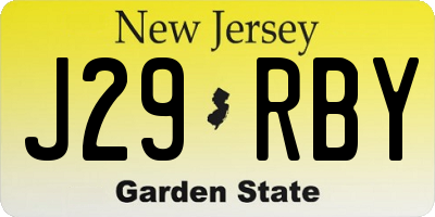 NJ license plate J29RBY